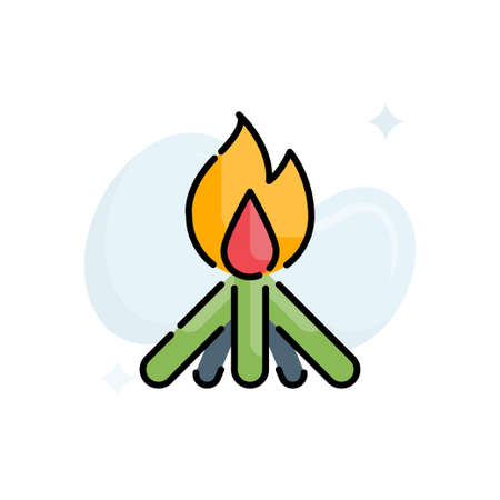 Fire Wood vector outline filled icon style illustration.のイラスト素材