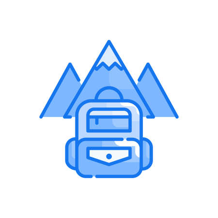Backpack vector blue colours icon style illustration. EPS 10 fileのイラスト素材