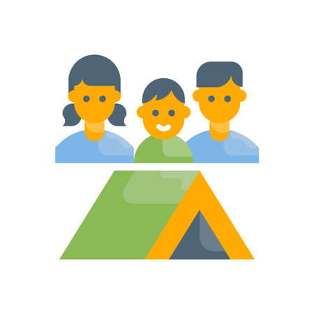 Family Camp vector Flat icon style illustration. EPS 10 fileのイラスト素材