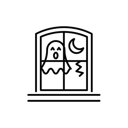 Window Ghost vector Outline Icon Design illustration. Halloween Symbol on White background EPS 10 Fileのイラスト素材