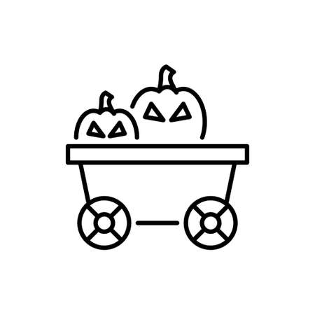 Pumpkins Cart vector Outline Icon Design illustration. Halloween Symbol on White background EPS 10 Fileのイラスト素材