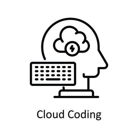 Cloud Coding vector outline Icon Design illustration. Graphic Design Symbol on White background EPS 10 Fileのイラスト素材