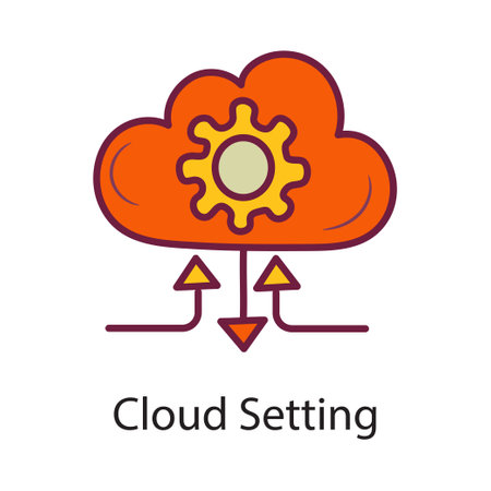 Cloud Setting Fill Outline Icon Design illustration. Data Symbol on White background EPS 10 Fileのイラスト素材