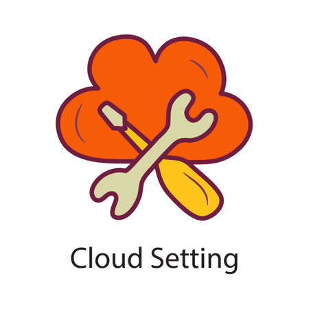 Cloud Setting Fill Outline Icon Design illustration. Data Symbol on White background EPS 10 Fileのイラスト素材