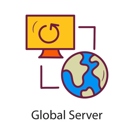 Global Server Fill Outline Icon Design illustration. Data Symbol on White background EPS 10 Fileのイラスト素材