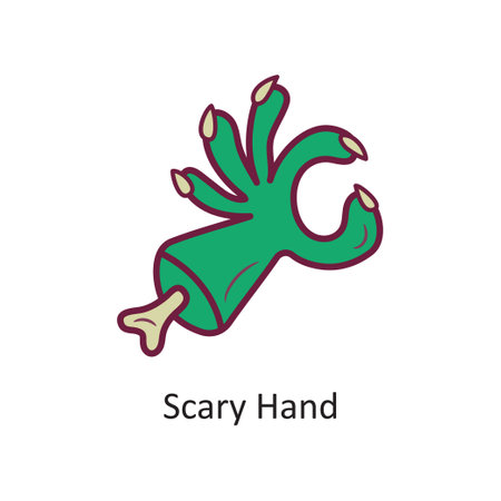 Scary Hand vector Fill outline Icon Design illustration. Halloween Symbol on White background EPS 10 Fileのイラスト素材
