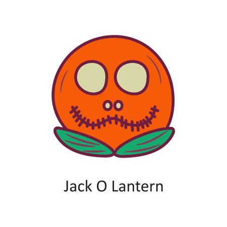 Jack o Lantern vector Fill outline Icon Design illustration. Halloween Symbol on White background EPS 10 Fileのイラスト素材