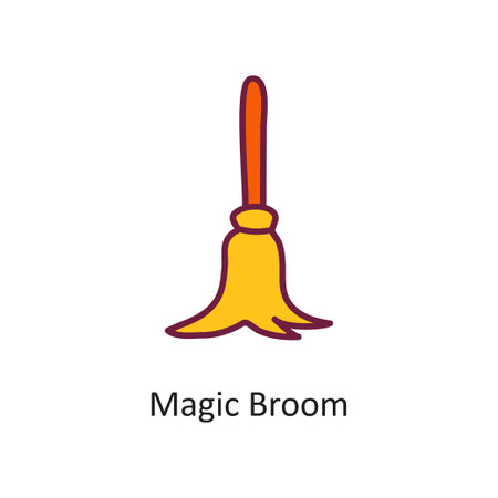 Magic Broom vector Fill outline Icon Design illustration. Halloween Symbol on White background EPS 10 Fileのイラスト素材