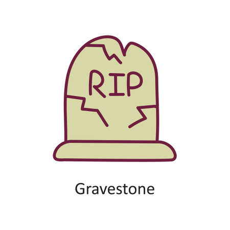 Gravestone vector Fill outline Icon Design illustration. Halloween Symbol on White background EPS 10 Fileのイラスト素材
