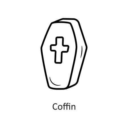 Coffin vector outline Icon Design illustration. Halloween Symbol on White background EPS 10 Fileの写真素材