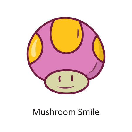 Mushroom smile  vector Fill outline Icon Design illustration. Gaming Symbol on White background EPS 10 Fileのイラスト素材
