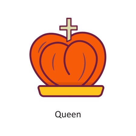 Queen vector Fill outline Icon Design illustration. Gaming Symbol on White background EPS 10 Fileのイラスト素材