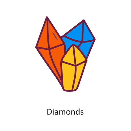 Diamonds vector Fill outline Icon Design illustration. Gaming Symbol on White background EPS 10 Fileのイラスト素材