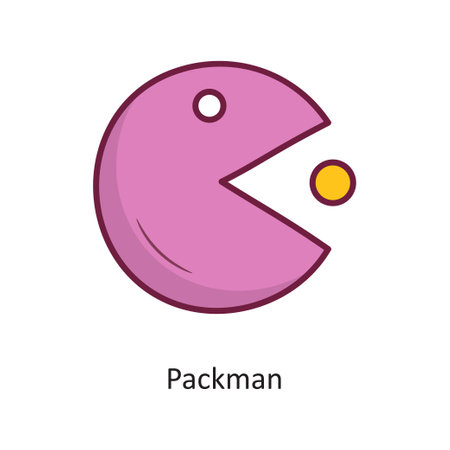 Packman vector Fill outline Icon Design illustration. Gaming Symbol on White background EPS 10 Fileのイラスト素材
