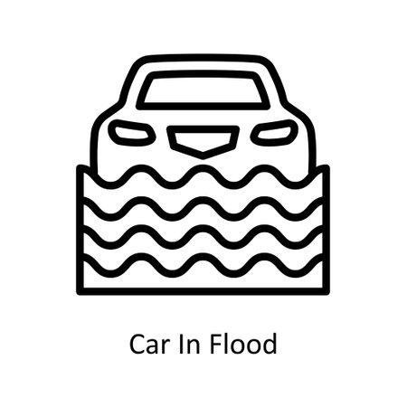 Flood vector Outline Icon Design illustration. Car Accident Symbol on White background EPS 10 Fileのイラスト素材