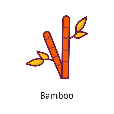 Bamboo vector Fill Outline Icon Design illustration. Nature Symbol on White background EPS 10 Fileのイラスト素材