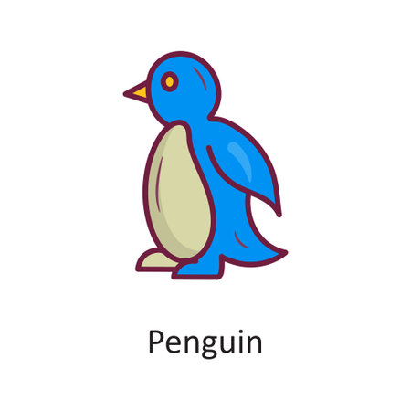 Penguin vector Fill Outline Icon Design illustration. Nature Symbol on White background EPS 10 Fileのイラスト素材