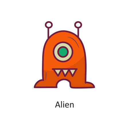 Alien Vector Fill outline Icon Design illustration. Space Symbol on White background EPS 10 Fileのイラスト素材