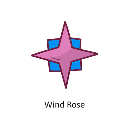 Wind Rose Vector Fill outline Icon Design illustration. Space Symbol on White background EPS 10 Fileのイラスト素材