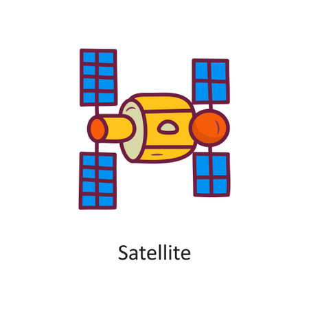 Satellite Vector Fill outline Icon Design illustration. Space Symbol on White background EPS 10 Fileのイラスト素材
