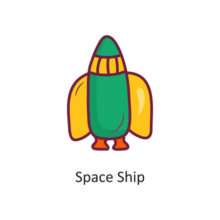Space Ship Vector Fill outline Icon Design illustration. Space Symbol on White background EPS 10 Fileのイラスト素材