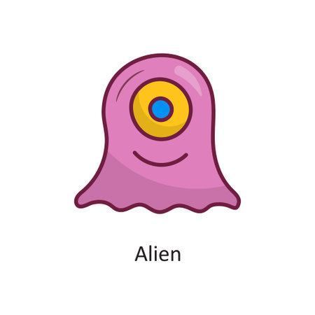 Alien Vector Fill outline Icon Design illustration. Space Symbol on White background EPS 10 Fileのイラスト素材