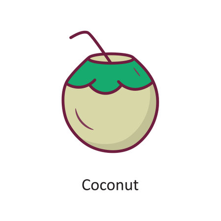 Coconut  Vector Fill outline Icon Design illustration. Travel Symbol on White background EPS 10 Fileのイラスト素材