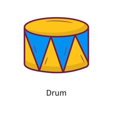 Drum vector Fill outline Icon Design illustration. Holiday Symbol on White background EPS 10 Fileのイラスト素材