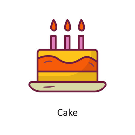 Cake vector Fill outline Icon Design illustration. Holiday Symbol on White background EPS 10 File