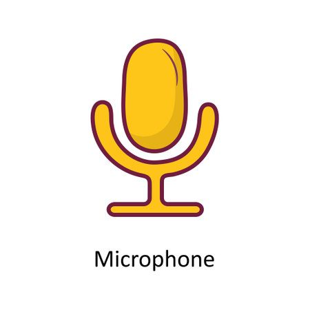 Microphone Solid Fill outline Icon Design illustration. Media Control Symbol on White background EPS 10 Fileのイラスト素材