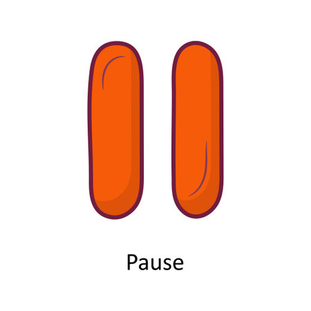 Pause Solid Fill outline Icon Design illustration. Media Control Symbol on White background EPS 10 Fileのイラスト素材