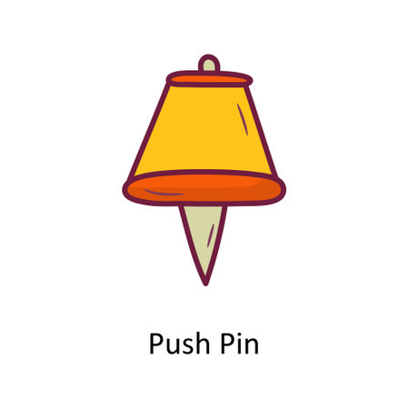 Push Pin Solid Fill outline Icon Design illustration. Media Control Symbol on White background EPS 10 Fileのイラスト素材