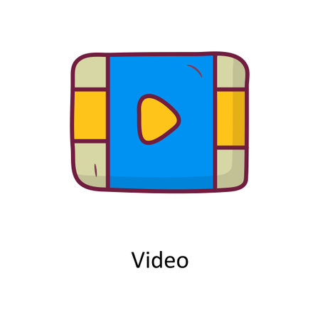 Video Solid Fill outline Icon Design illustration. Media Control Symbol on White background EPS 10 Fileのイラスト素材