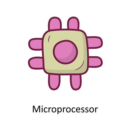 Microprocessor Solid Fill outline Icon Design illustration. Media Control Symbol on White background EPS 10 Fileのイラスト素材