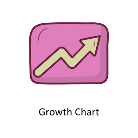 Growth Chart Solid Fill outline Icon Design illustration. Media Control Symbol on White background EPS 10 Fileのイラスト素材