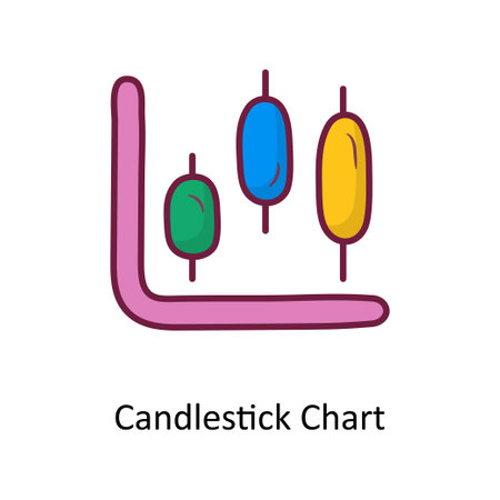 Candlestick Chart Solid Fill outline Icon Design illustration. Media Control Symbol on White background EPS 10 Fileのイラスト素材