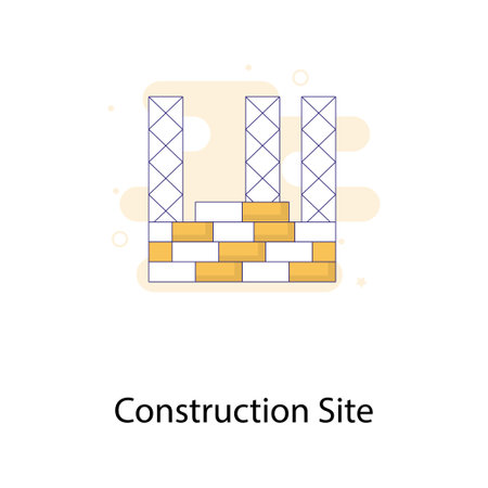 Construction Site vector Fill Outline with background   icon style illustration. EPS 10 fileのイラスト素材