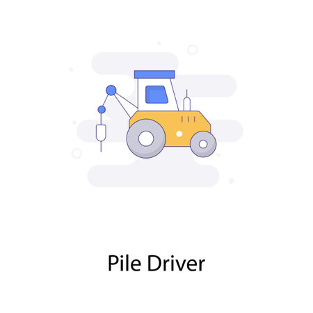 Pile Driver vector Fill Outline with background   icon style illustration. EPS 10 fileのイラスト素材