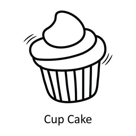 Cup Cake vector outline Icon Design illustration. Bakery Symbol on White background EPS 10 Fileのイラスト素材