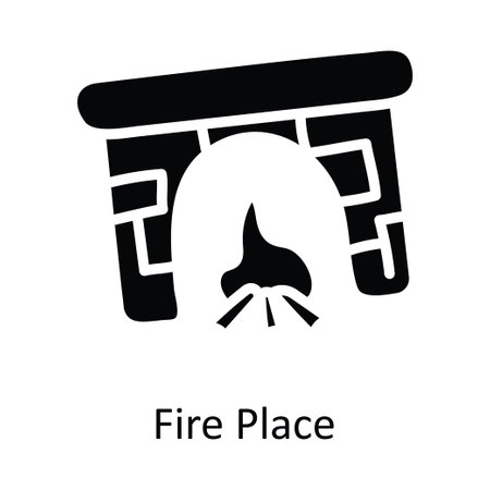 Fire Place vector Solid Icon Design illustration. Christmas Symbol on White background EPS 10 Fileのイラスト素材