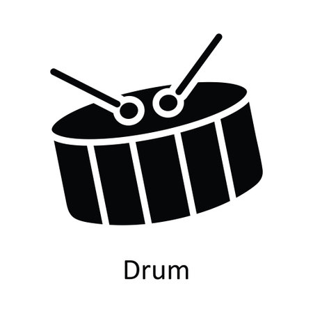 Drum vector Solid Icon Design illustration. Christmas Symbol on White background EPS 10 Fileのイラスト素材