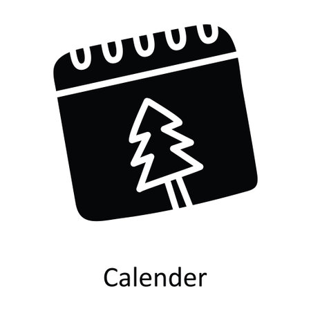 Calendar vector Solid Icon Design illustration. Christmas Symbol on White background EPS 10 Fileのイラスト素材