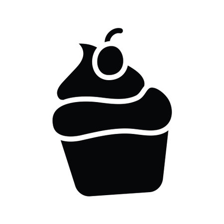 Cupcake vector solid Icon Design illustration. Food and Drinks Symbol on White background EPS 10...