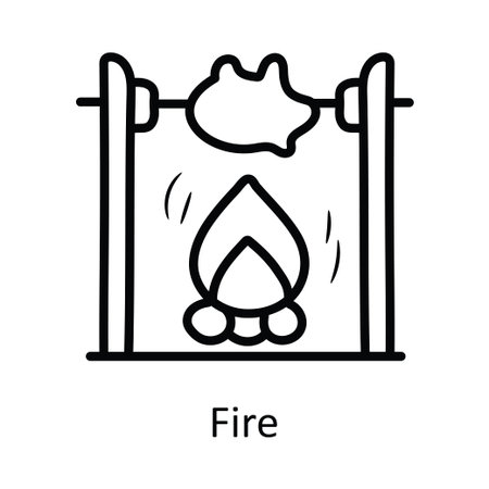 Fire Vector Outline Icon Design illustration. Medieval Symbol on White background EPS 10 Fileのイラスト素材