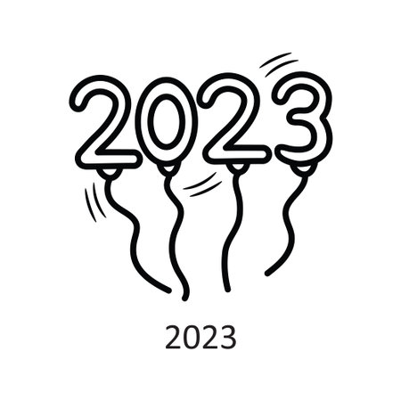 2023 vector outline Icon Design illustration. New Year Symbol on White background EPS 10 File