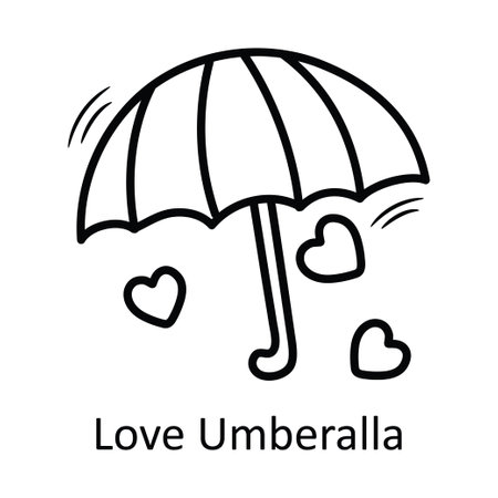 Love umbrella vector outline hand draw Icon design illustration. Valentine Symbol on White background EPS 10 Fileのイラスト素材