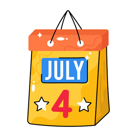 4 July doodle vector colorful Stickers icon . EPS 10 fileのイラスト素材