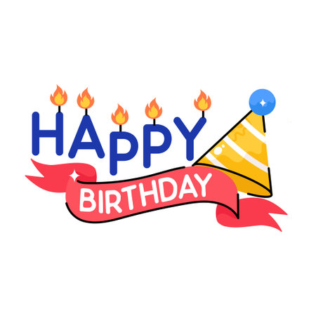 Happy birthday doodle vector Colorful Stickers . EPS 10 fileのイラスト素材