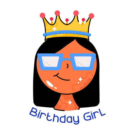 Birthday Girl doodle vector Colorful Stickers . EPS 10 fileのイラスト素材