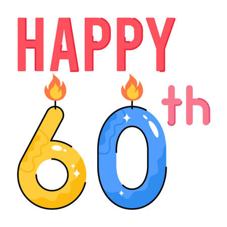 Happy birthday 60th  doodle vector Colorful Stickers . EPS 10 fileのイラスト素材